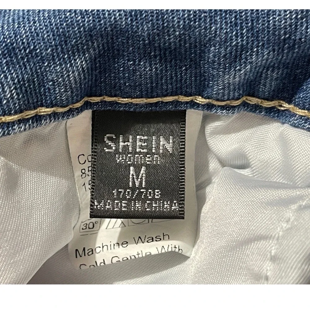 SHEIN Women's Patchwork Flare Jeans Light Wash Denim Size‎ M